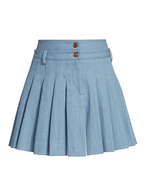 Savanna Pleated Denim Miniskirt