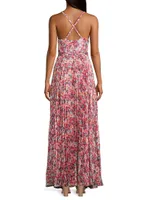 Pleated Floral Maxi Dress