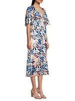 Tropical-Print Midi-Dress