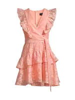 Flutter-Sleeve Organza Minidress