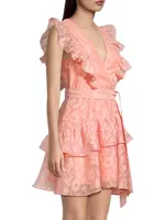 Flutter-Sleeve Organza Minidress