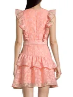 Flutter-Sleeve Organza Minidress