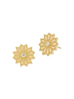 Sacred Flower 18K Yellow Gold & 0.068 TCW Diamond Stud Earrings