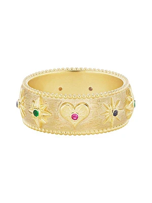 Symbols 18K Yellow Gold & Multi-Gemstone Cigar Band