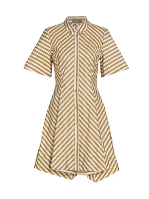 Striped Taffeta Mini Shirtdress