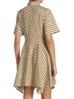 Striped Taffeta Mini Shirtdress