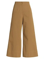 High-Rise Wide-Leg Twill Pants