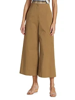 High-Rise Wide-Leg Twill Pants