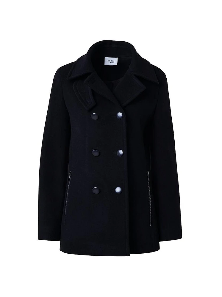 Double-Breasted Wool-Blend Pea Coat