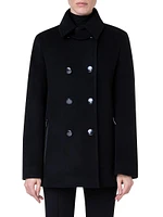 Double-Breasted Wool-Blend Pea Coat