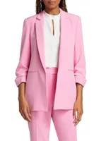 Stella Ruched Open-Front Blazer