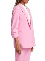 Stella Ruched Open-Front Blazer