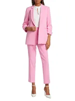 Stella Ruched Open-Front Blazer