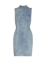 Sleeveless Acid-Washed Denim Minidress