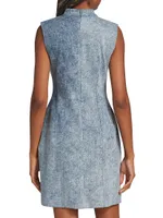 Sleeveless Acid-Washed Denim Minidress