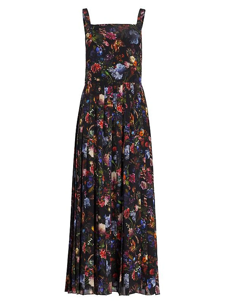 Medici Pleated Floral Maxi-Dress