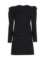 Heart-Print Puff-Sleeve Minidress