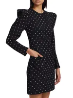 Heart-Print Puff-Sleeve Minidress