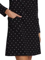 Heart-Print Puff-Sleeve Minidress