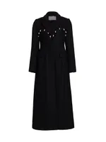 Faux Pearl-Detailed Fitted Long Coat