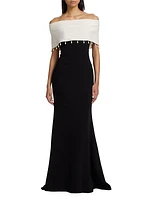 Two-Tone Off-The-Shoulder Gown