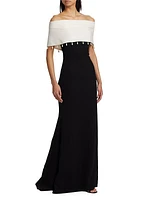 Two-Tone Off-The-Shoulder Gown