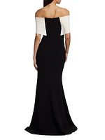 Two-Tone Off-The-Shoulder Gown