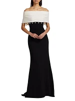 Two-Tone Off-The-Shoulder Gown