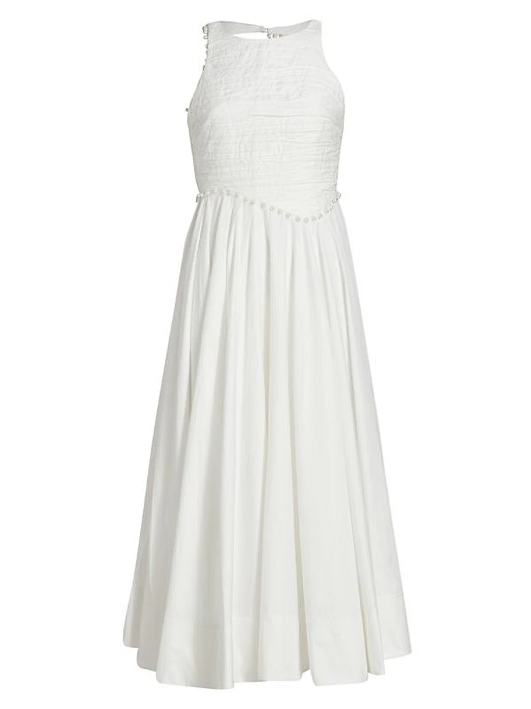 Florence Pearl-Trim Midi-Dress