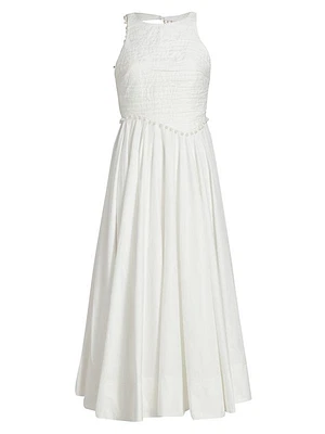 Florence Pearl-Trim Midi-Dress