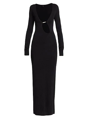 Kinetic Long-Sleeve Midi-Dress