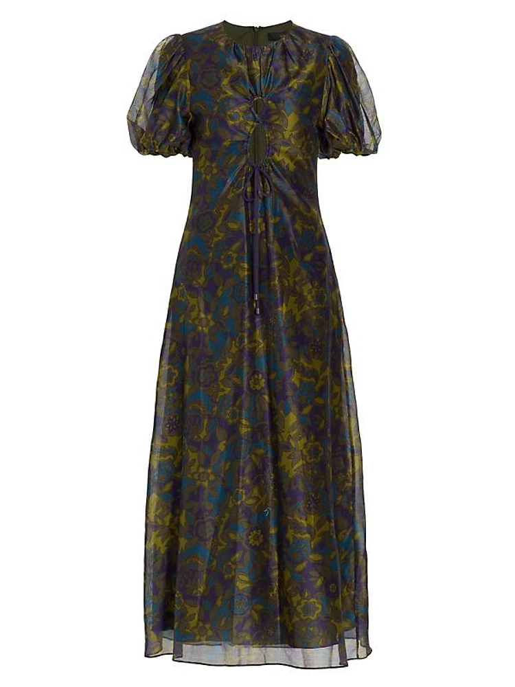 Valerio Silk-Blend Keyhole Maxi Dress