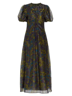 Valerio Silk-Blend Keyhole Maxi Dress