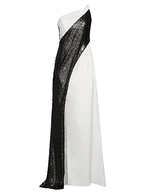 Ava Sequin Colorblocked Gown