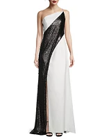 Ava Sequin Colorblocked Gown