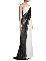 Ava Sequin Colorblocked Gown