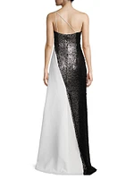 Ava Sequin Colorblocked Gown