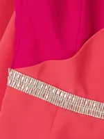 Paige Colorblocked Crystal-Embellished Midi-Dress