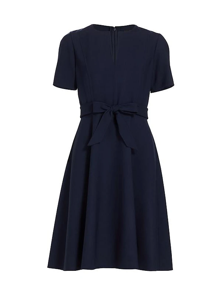 Short-Sleeve Tie-Front Midi-Dress