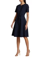 Short-Sleeve Tie-Front Midi-Dress