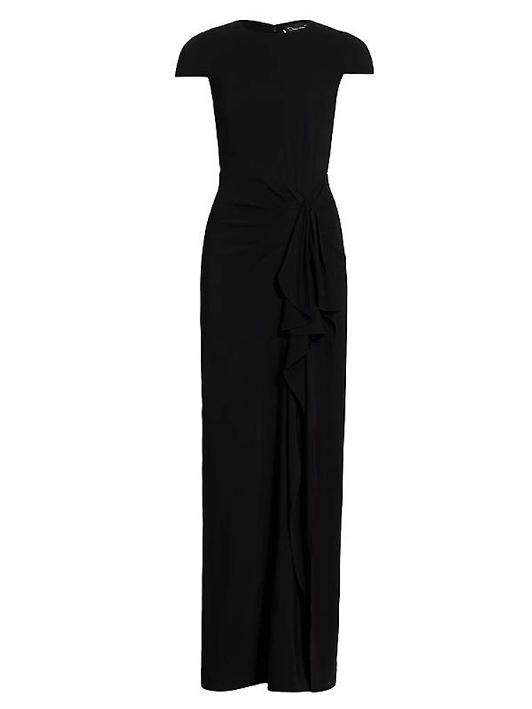 Cady Short-Sleeve Column Gown