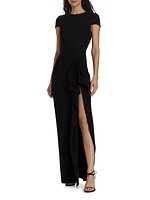 Cady Short-Sleeve Column Gown