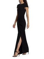 Cady Short-Sleeve Column Gown