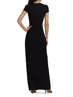 Cady Short-Sleeve Column Gown