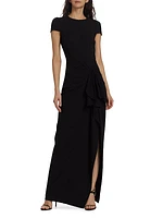 Cady Short-Sleeve Column Gown