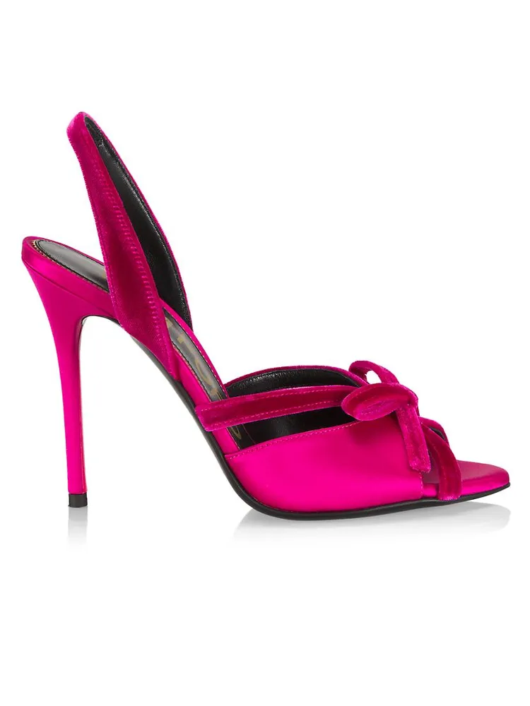 105MM Satin & Velvet Bow Sandals