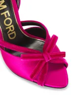 105MM Satin & Velvet Bow Sandals