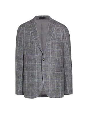 COLLECTION Plaid Wool-Blend Slim-Fit Blazer