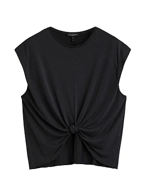 Jenna Cap-Sleeve Knotted T-Shirt