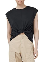 Jenna Cap-Sleeve Knotted T-Shirt